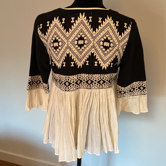 Black and cream boho summer jacket size M - Picture 2 of 2
